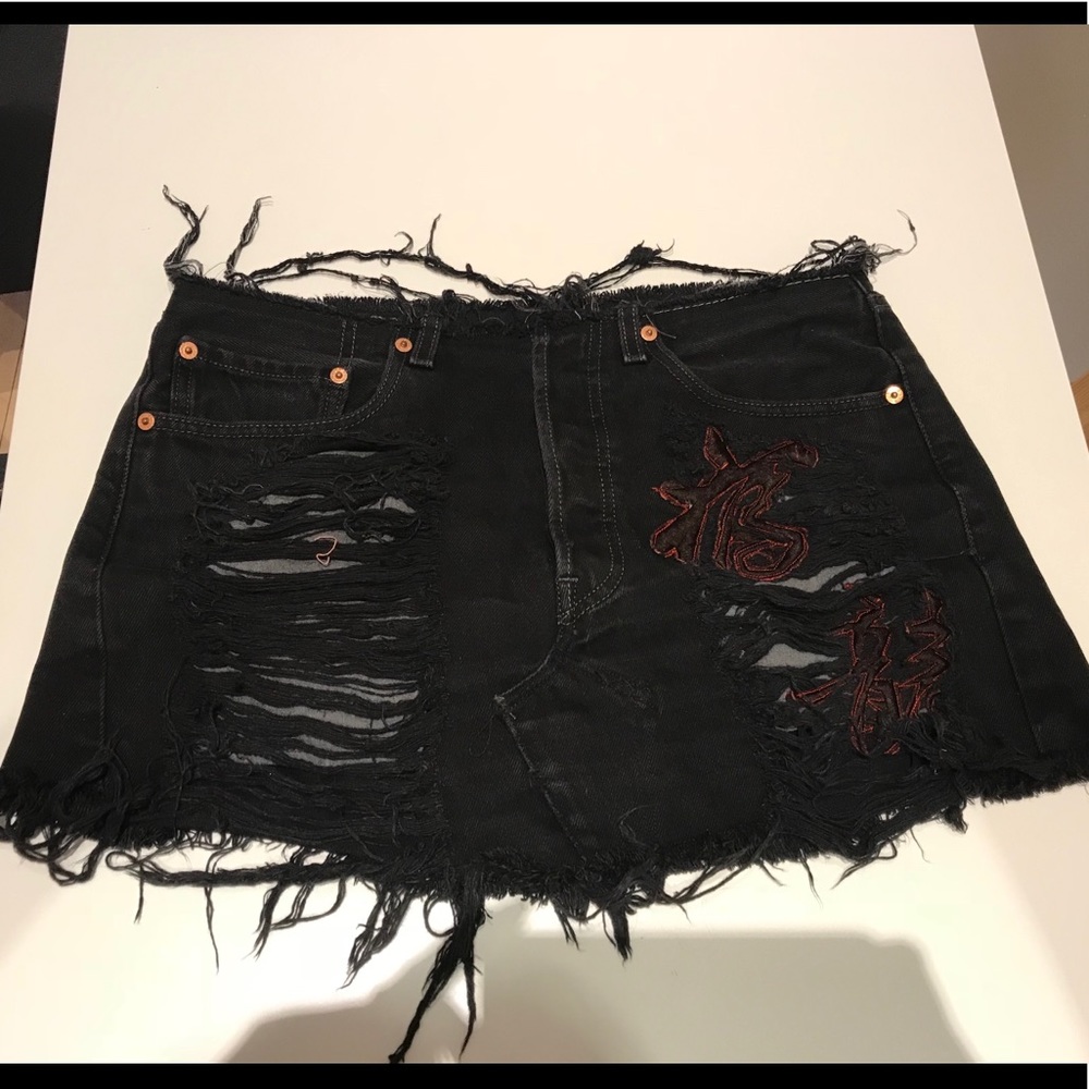 LF Furst of a Kind Embroidered Denim Micro Mini